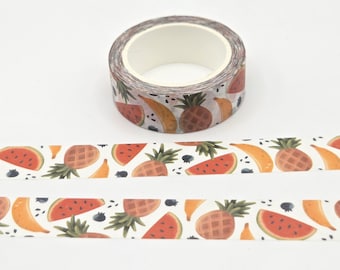 Mixed Fruit Washi Tape: Watermelon, Pineapples, Bananas, and Blueberries