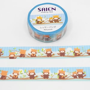 Nastro washi Saien Red Panda / Nastro washi giapponese / Nastro washi con simpatici animali / Regalo per gli amanti dei panda / Planner o BUJO / Bomboniera per la festa di compleanno del panda rosso