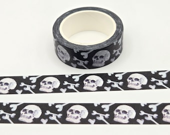 Spooky Skull and Bones Washi Tape: Halloween Gothic Decor