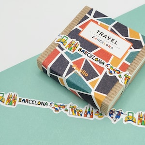 Taśma PET Pavilio Barcelona / Taśma washi wycinana / Taśma maskująca japońska / Prezent dla majsterkowiczów / Washi podróżne / Japońskie artykuły piśmiennicze / Washi piłkarskie
