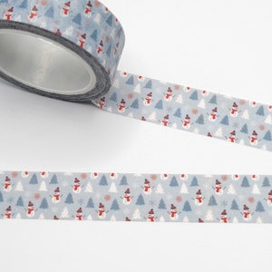 Tiny Trees and Snowmen Washi Tape / Cute Holiday Washi Tape / Crafter Stocking Stuffer / Christmas Tree Washi / Pen Pal Gift /