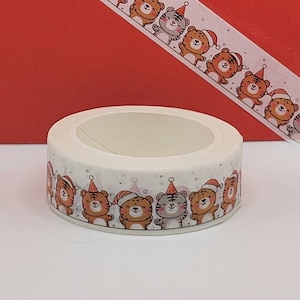 Adhésif adhésif en Washi pour les fêtes de fin d'année / Washi chat kawaii / Washi de Noël / Bas de Noël / Cadeau pour les amoureux des tigres / Cadeau pour correspondant / BUJO ou agenda