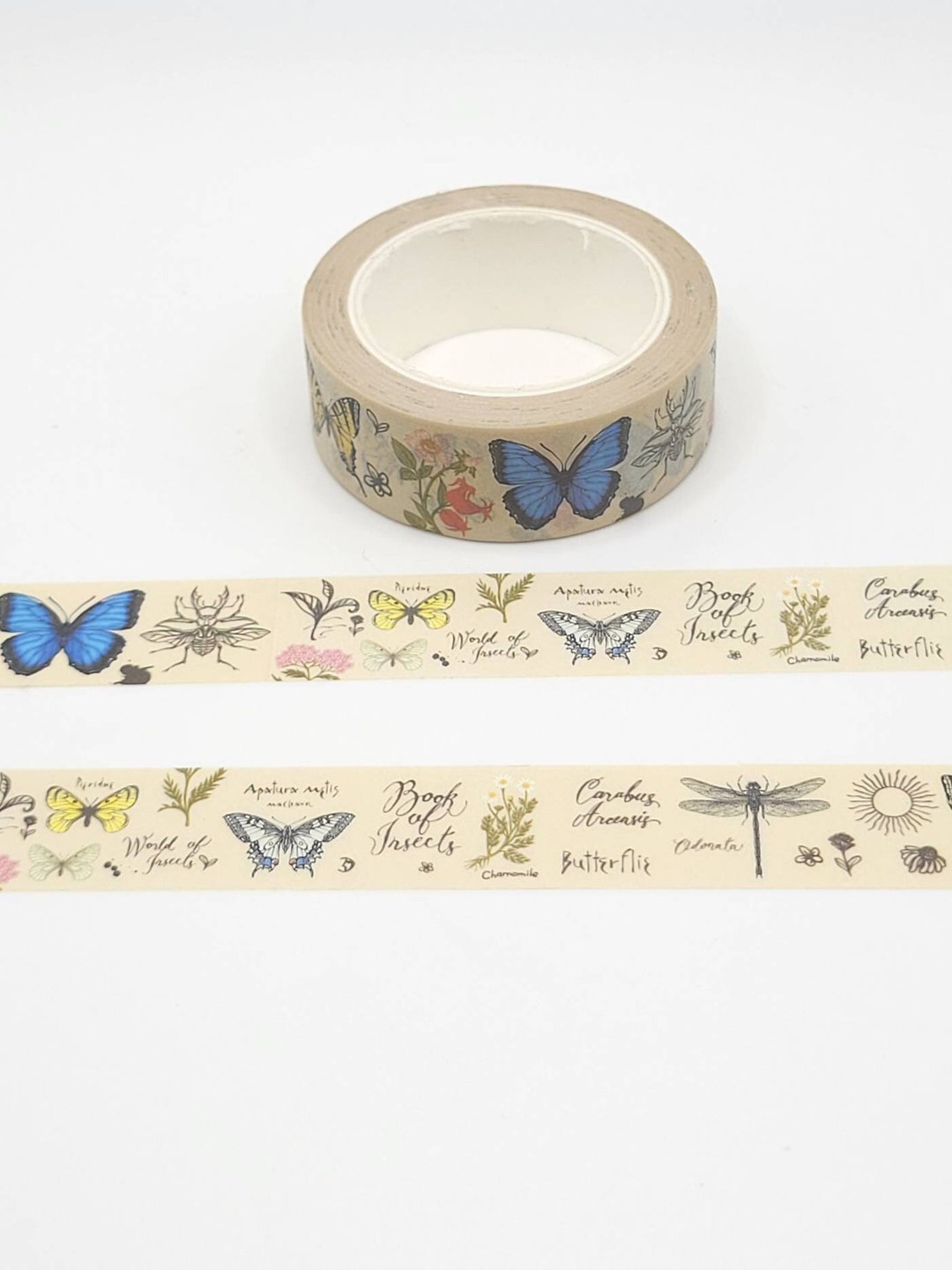 Vintage Dragonfly Floral Butterfly Botanical Washi Tape Wide Forest