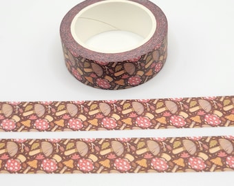 Mushroom Washi Tape: Fall Forest Fungi, Cottagecore Style