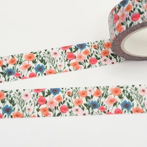 Ruban adhésif Washi Field of Poppies / Washi Tape Floral / Washi Tape Jardin / BUJO ou agenda / Fleurs sauvages / Ruban adhésif printanier