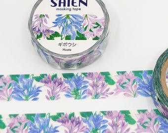 Saien Watercolor Hosta Floral Washi Tape: Japanese Planner Tape