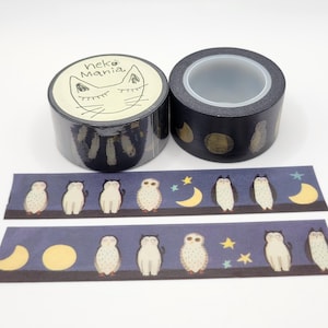 Owl Cat Moon Washi Tape: 25mm Planner Tape