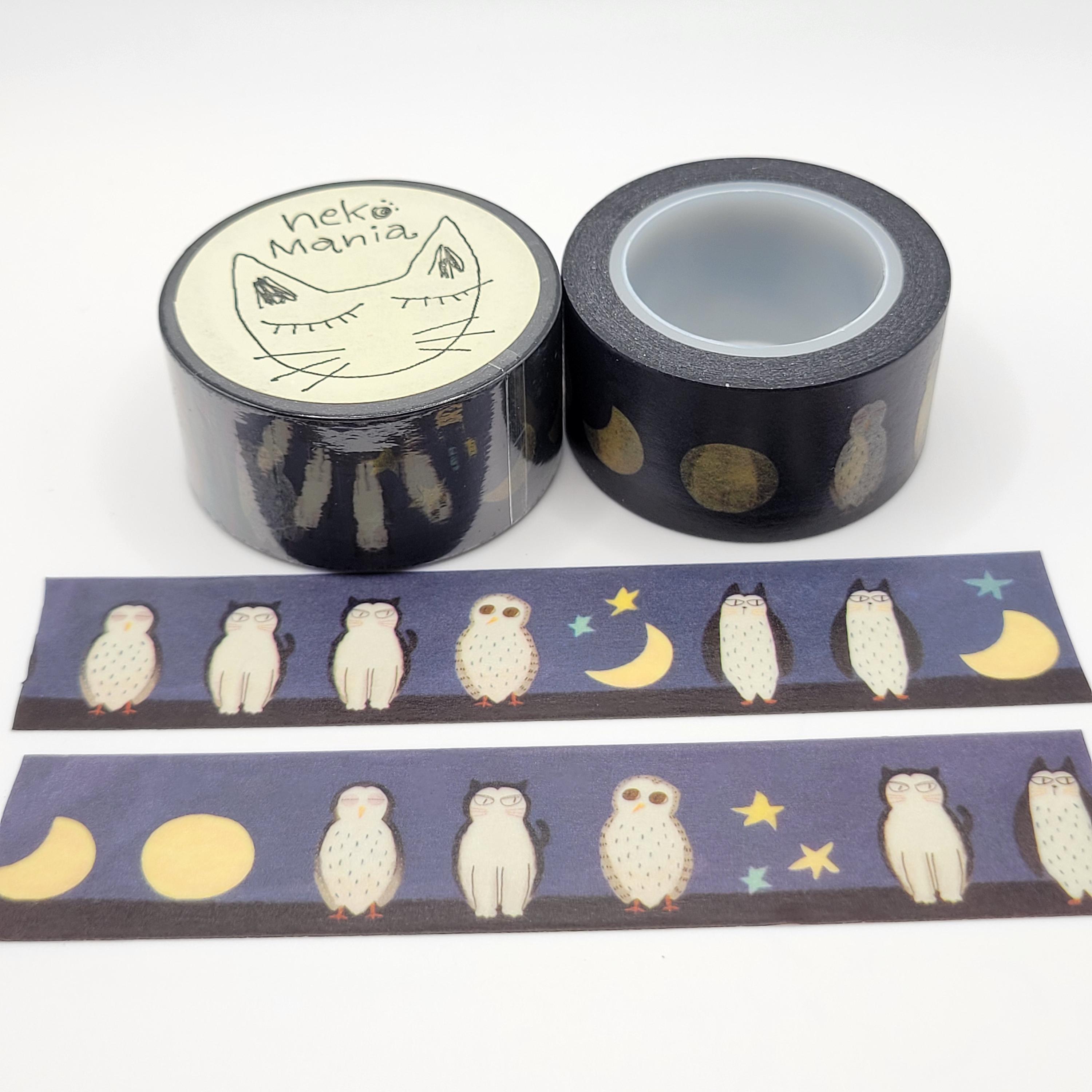 Owl Cat Moon Washi Tape: 25mm Planner Tape
