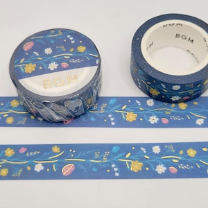 BGM Flowering Plants Washi Tape / Floral Washi Tape / Gold Foil Washi / Planner or BUJO Supply / Garden Washi Tape / Pen Pal Gift