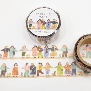 Ruban adhésif en Washi pour filles découpé avec des matrices / Washi Onnanoko / Washi Mindwave / Cadeau pour correspondant / BUJO ou agenda / Washi japonais / Washi d'amis / Washi pour femmes