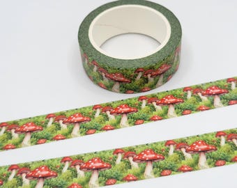 Red Mushroom Washi Tape: Cottagecore Forest Decor