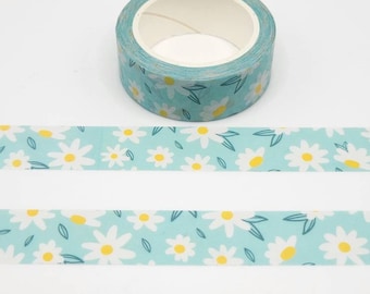 White Daisy Washi Tape / Pretty Floral Washi / Pen Pal Gift / Happy Mail / Snail Mail Embellishment / Pretty Baby Shower Washi