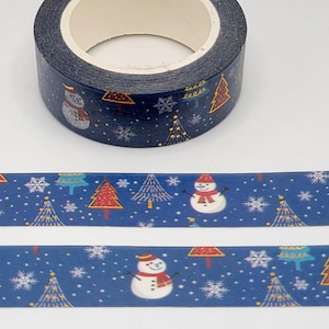 Cinta washi de muñeco de nieve festivo / washi con papel dorado / bonito regalo para calcetines / regalo para amigos por correspondencia / planificador o BUJO / washi navideño / washi festivo