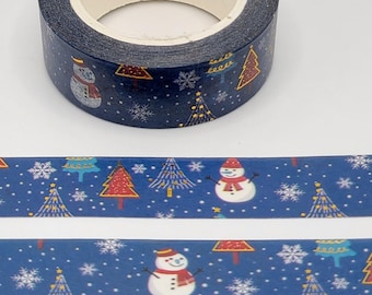 Snowman Washi Tape: Festive Gold Foil Holiday Planner Tape