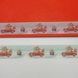 Red Car with Christmas Presents Washi Tape / Cute Holiday Washi Tape / Pen Pal Gift / Planner or BUJO / Stocking Stuffer / Christmas Washi