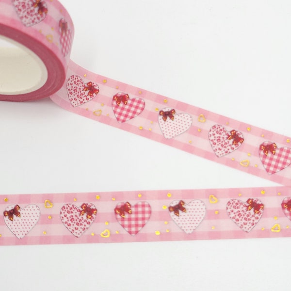 Cute Hearts and Bows Washi Tape / Love Washi / Pen Pal Gift / Valentine's Day Washi Tape / Planner or BUJO Supply / Heart Washi Tape