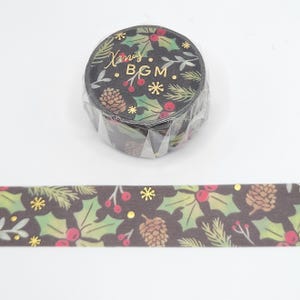 Fita adesiva BGM Holly Washi / Fita adesiva Holly Berries / Fita adesiva Pinecone / Fita adesiva dourada / Planejador ou BUJO / Fita adesiva Christmas Washi / Fita adesiva Holiday Washi