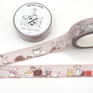 Cafe Culture Coffee Mice Washi Tape / Coffee Lover Gift / Mouse Lover Gift / Pen Pal Gift / BUJO or Planner / Anita Jeram Washi / Happy Mail