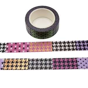 Hourglasses, Dots, and Houndstooth Washi Tape / BUJO Supply / Gift For Crafter / Stocking Stuffer / Planner Tape / Pattern Block Washi