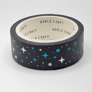 Black and Gold Celestial Moon & Star Pattern Washi Tape, Moon