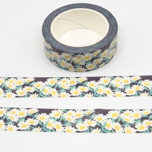 White Daisies Washi Tape / Pretty Flowers Washi Tape / Floral Washi Tape / Pen Pal Gift / Botanical Washi Tape / Summer BUJO or Planner