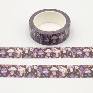 Fita Washi Cogumelos Celestiais Roxos / Fita Washi Céu Estrelado / Presente para Amigo por Correspondência / Washi Cogumelos Mágicos / BUJO ou Planejador / Fita Washi Fungi