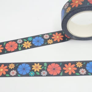Retro Floral Washi Tape / Multi-Season Floral Washi / Pen Pal Gift / Junk Journal or BUJO / Pretty Flowers Washi / Garden Washi Tape