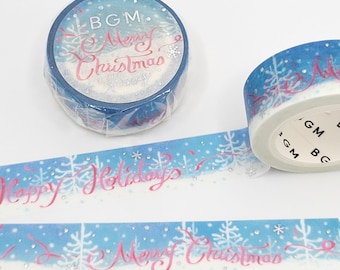 BGM Ribbon Greetings Washi Tape: Merry Christmas, Happy Holidays