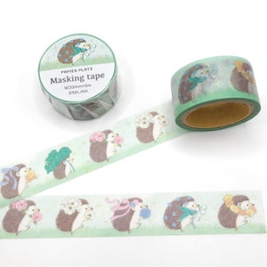 Ruban adhésif en Washi Papier Platz / Washi animal / Washi feuille d'or / cadeau de la plume / BUJO ou agenda / Washi japonais / Washi hérisson