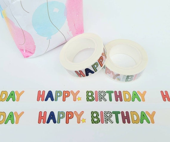 Happy Birthday Washi Tape/ Decorative Masking Tape / Birthday Party Washi / Colorful  Tape / Party Supplies / BUJO / Planner Tape / Scrapbook 