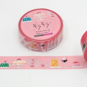 Ruban adhésif Washi World Craft pour thé et gelée (bonbons) / Washi agrémenté d'une feuille d'aluminium / Cadeau pour un correspondant / Ruban adhésif Washi pour desserts / Washi pour aliments mignons / Washi pour thé