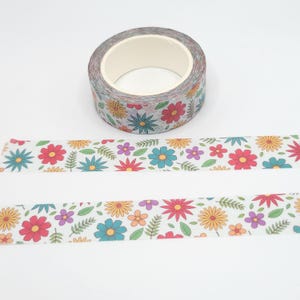 Colorful Floral Washi Tape / Flower Power Washi / Flowers  Washi Tape / Pen Pal Gift / BUJO or Planner / Retro Floral Washi / Gift For Her