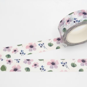 Ruban adhésif en Washi fleurs et baies roses / Washi assez floral / cadeau de la plume / embellissement courrier colimaçon / Washi cottagecore / Bujo ou agenda