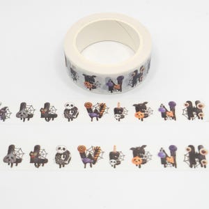 Cinta washi de Halloween / Cinta washi con letras ilustradas / Cinta washi de calaveras, gatos y brujas / Regalo para amigos por correspondencia / BUJO o planificador / Cinta washi espeluznante