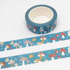 Retro Mushroom Washi Tape: Teal Forest Design
