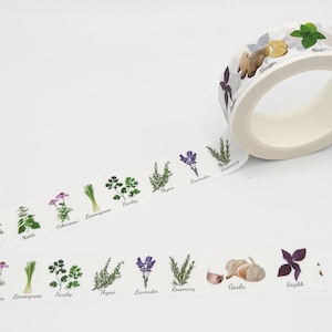 Edible Garden Herbs Washi Tape: Botanical Scrapbooking Tape