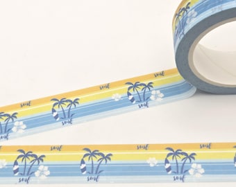Surf Washi Tape: Retro Beach, Palm Trees - 15mm x 10m
