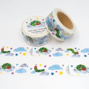 Taśma washi Sleepy Hungry Caterpillar / japońska taśma washi / prezent dla przyjaciela z piórem / BUJO lub planer / książka dla dzieci Washi / uroczy wypełniacz skarpety