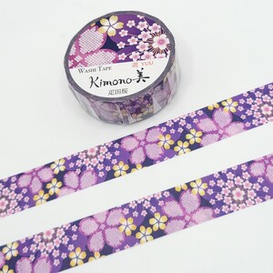 Purple Kimono Washi Tape: Sakura Floral, Gold Foil Accents