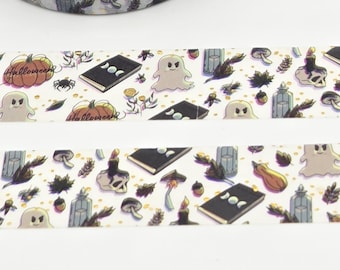 Halloween Washi Tape: Illustrated Ghosts, Pumpkins, Spiders, Skulls