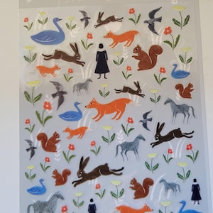Nishi-Shuku Garden PET Stickers: Japanese Woodland Animals for BUJO