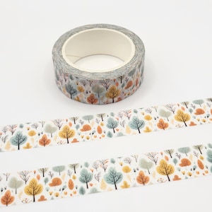 Retro Forest Washi Tape: Aqua & Brown Trees, Planner Supply