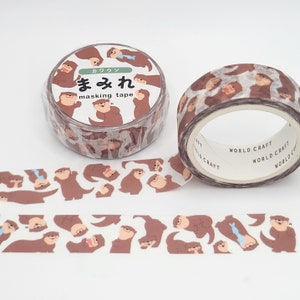 Taśma washi Happy Otters / Prezent dla miłośnika wydr / Taśma washi World Craft / Prezent dla przyjaciela od pióra / BUJO lub planer / Taśma washi Sea Otter / Taśma washi Ocean Animals
