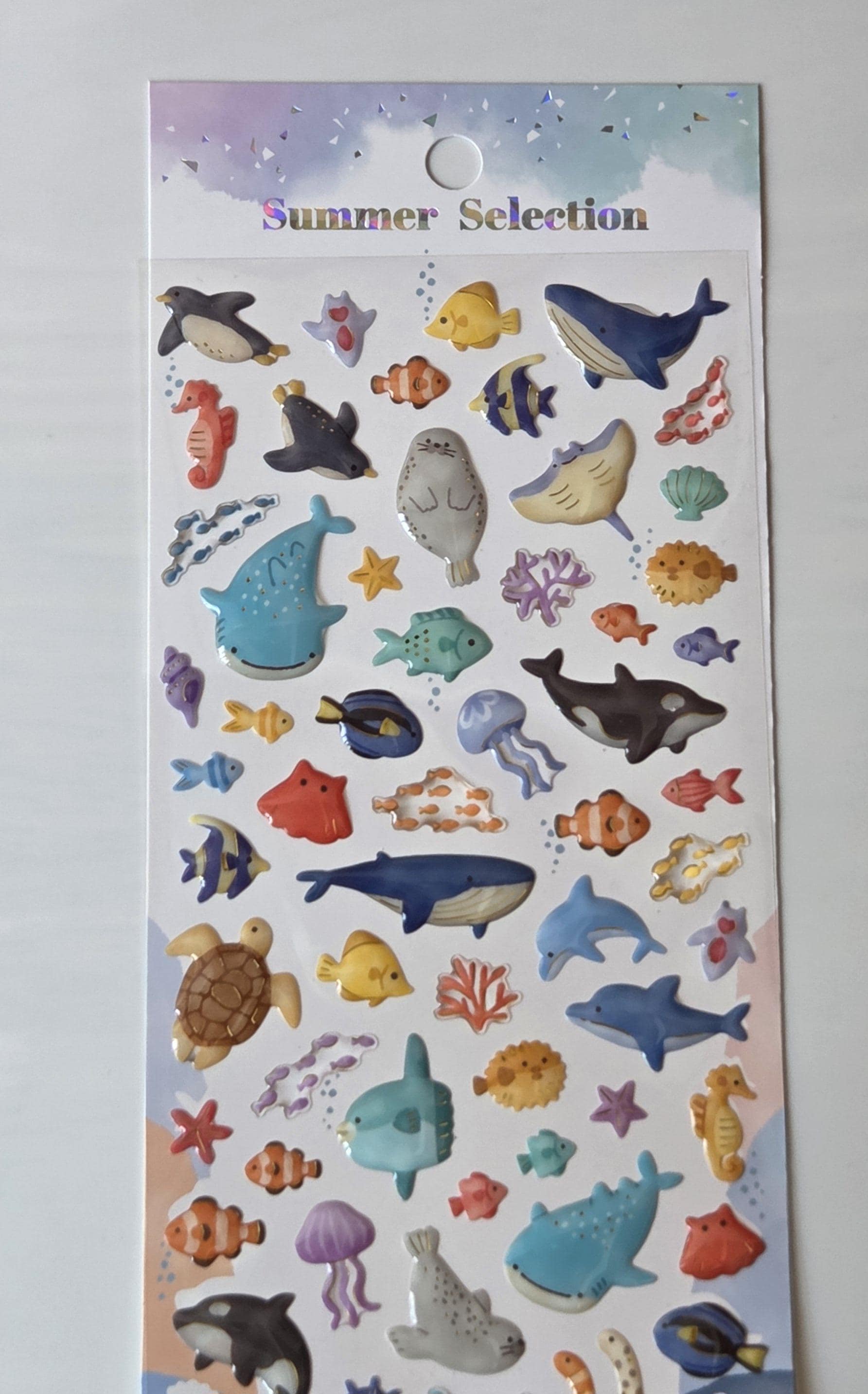 Sea-Life Puffy Stickers / Ocean Stickers / Seal Stickers / Wandering Water Stickers / BUJO or Planner / Pen Pal Gift / Mind Wave Stickers