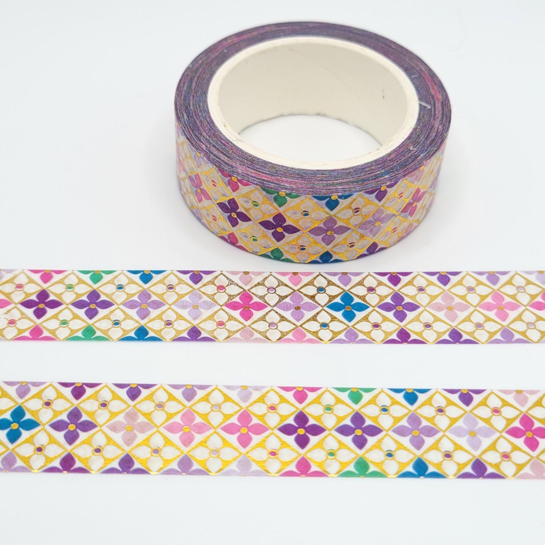 Beautiful Stained Glass Washi Tape / Gold Foil Washi Tape / Shiny