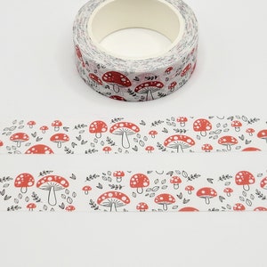 Red Mushroom Washi Tape: Cottagecore Forest Fungi
