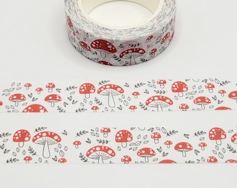 Red Mushroom Washi Tape: Cottagecore Forest Fungi