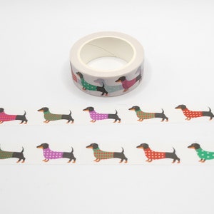 Dachshunds Wearing Sweaters Washi Tape / Cute Dog Washi / Pen Pal Gift / Dachshund Washi Tape / Planner or BUJO Supply / Weiner Dog Washi