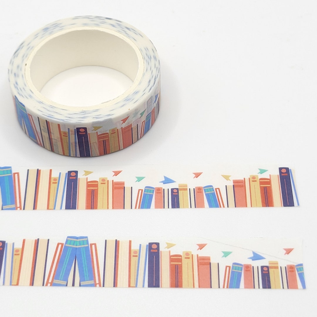 Colorful Books and Origami Cranes Washi Tape / Book Lover Gift / Pen