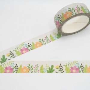 Floral Washi Tape: Pink, Orange, and Blue Wildflowers